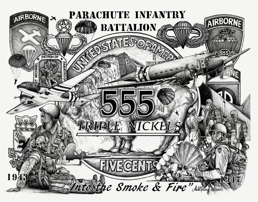 Triple Nickel 555th Parachute Infantry Regiment Legacy Fine Art -