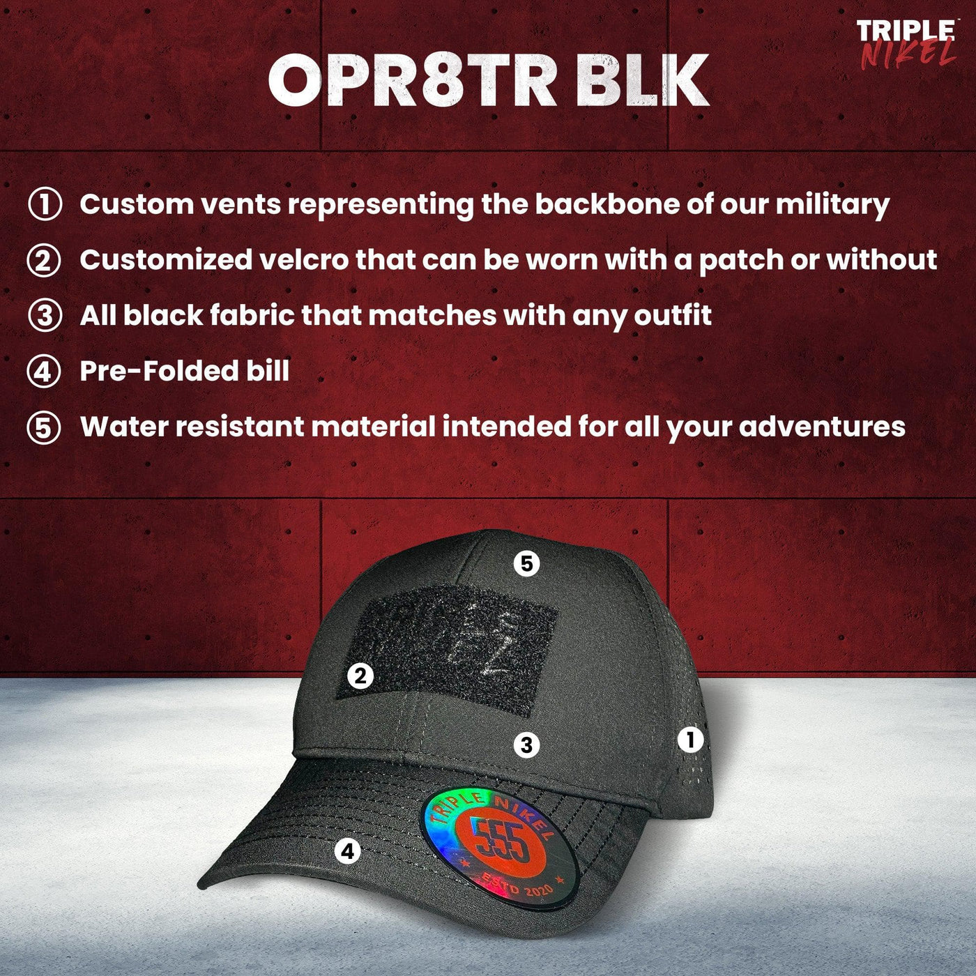 Triple Nikel Hats Triple Nikel Covert Tactical Operator Black and Multi-Cam Hat UNISEX Snapback with Patches