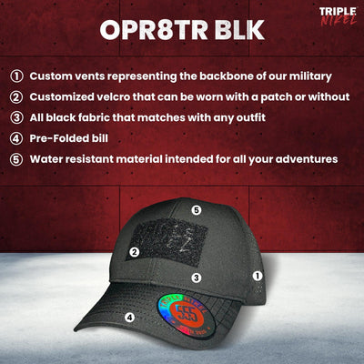 Triple Nikel Hats Triple Nikel Covert Tactical Operator Black and Multi-Cam Hat UNISEX Snapback with Patches