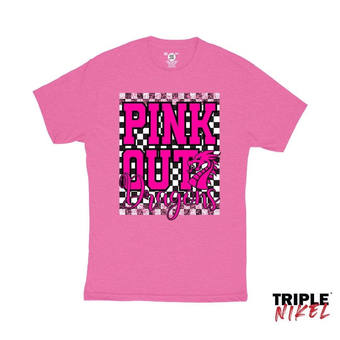 Triple Nikel T-Shirt 4XL Long Creek Booster Club Ladies PINK Checkerboard Tee