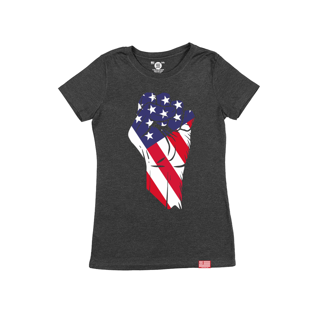 Triple Nikel T-Shirt S / Black / Patriotic Triple Nikel Streetwear RAISE THE FLAG Female Graphic Tee